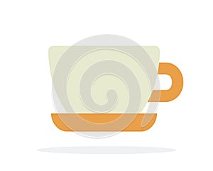 Cup of coffee with orange saucer vector flat isolated