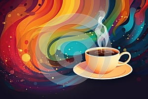 Cup of coffee poster design abstract background