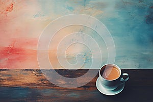 Cup of coffee poster design abstract background
