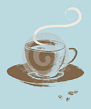 Cup of Coffee Retro Art