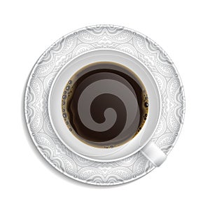 Cup of coffee on saucer