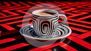 Cup of Coffee on Saucer. Generative AI.