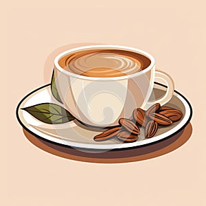 a cup of coffee on a saucer with nuts