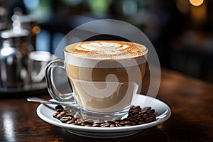 a cup of coffee sits on top of a saucer