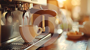 A cup of coffee is sitting on a plate on a sandy beach