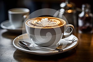 a cup of coffee sitting on a saucer