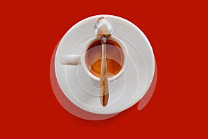 Cup of coffee with spoon, include clipping Path, solid background.