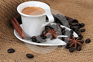 Cup of coffee and star anise