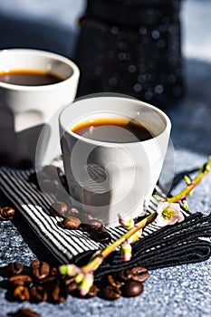 Cup of coffee on stone background