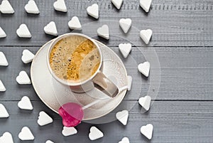 Cup coffee sweets heart shaped lollipop sugar cubes