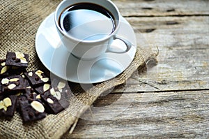 Cup of coffee and tasty cookies.