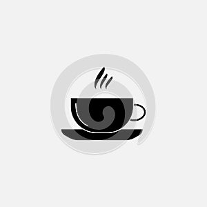 Cup of coffee and tea cup icon. Hot drinks glasses symbols. Flat icons on white. Vector