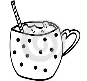 Cup of coffee or tea, Single hand drawn elements .Doodle vector illustration