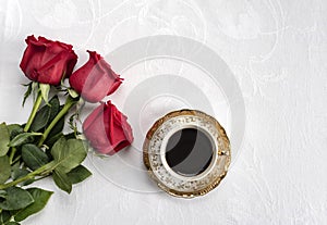 Aroma and taste of a romantic Italian coffee photo