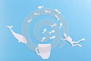 cup of coffee under water