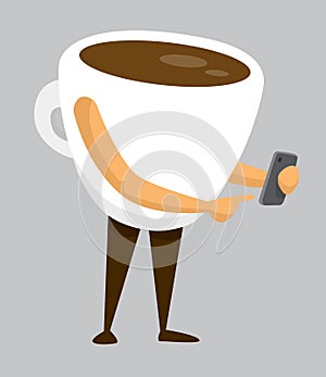 Cup of coffee using a smartphone