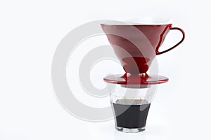 Cup of coffee with a V60 dripper coffee maker photo