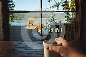 Cup of Coffee and View Of Lake