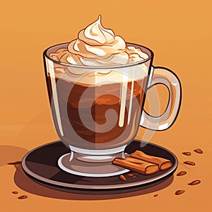 a cup of coffee with whipped cream and cinnamon