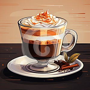 a cup of coffee with whipped cream and cinnamon