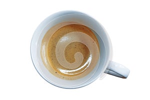 A cup of coffee on a white background separated
