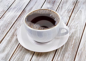 Cup of coffee on a wooden background