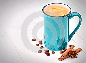 Cup of Coffee on wooden vintage table