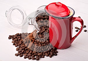 Cup of Coffee on wooden vintage table