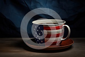 Cup in the colors of American flag. Generative AI