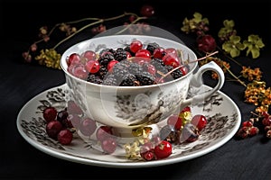 Cup of cranberry and blackberry tea.
