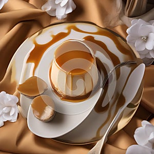 A cup of creamy, caramel-flavored flan with a caramel drizzle1 photo