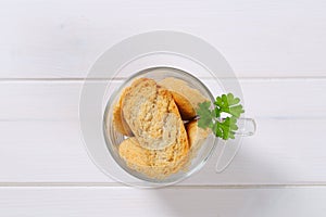 Cup of crispy rusks