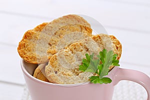 Cup of crispy rusks