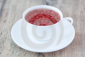 Cup of delicious dietary Goji berries tea