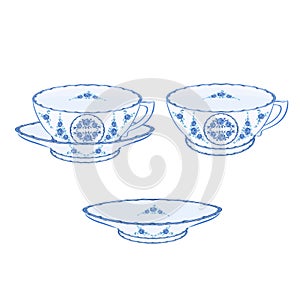 Cup faience part of porcelain vector