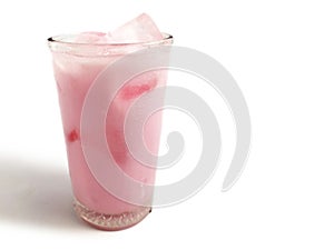 strawberry milkshake on white photo