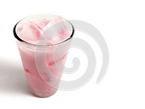 strawberry milkshake on white photo