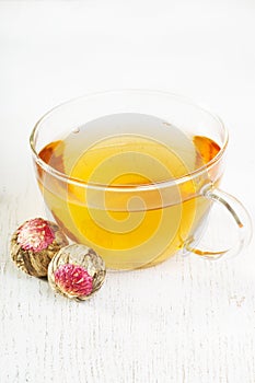 Cup of flowering tea (blooming tea)