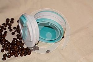 The cup is folded and compact for coffee and drinks take away made of food silicone. . Repeated processing. Eko friendly.