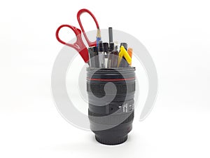 Cup In The Form Of Zoom Lens For Camera In White Isolation Background 01