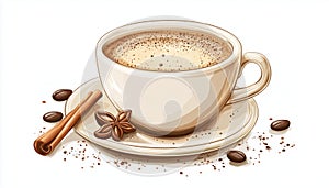 Cup Of Fragrant Coffee On A White Background