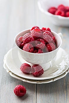 Cup of fresh raspberries