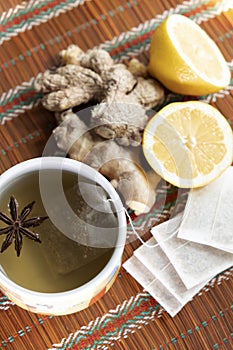 Cup of ginger with lemon