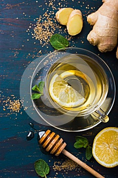 Cup of Ginger tea with lemon and honey