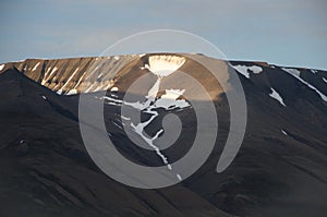 A cup glacier in the mountains on Spitsbergen