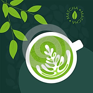 Cup of green tea matcha latte