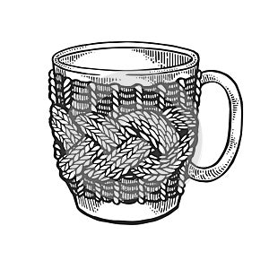 Cup with handmade fancywork engraving vector photo