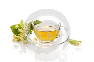 Cup of healthy herbal linden tea.