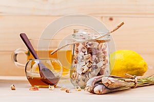 Cup of herbal tea with dried lemon grass