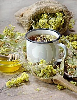 Tazza da erbaceo tè un Miele. medicinale erbe aromatiche. medicinale un Freddo 